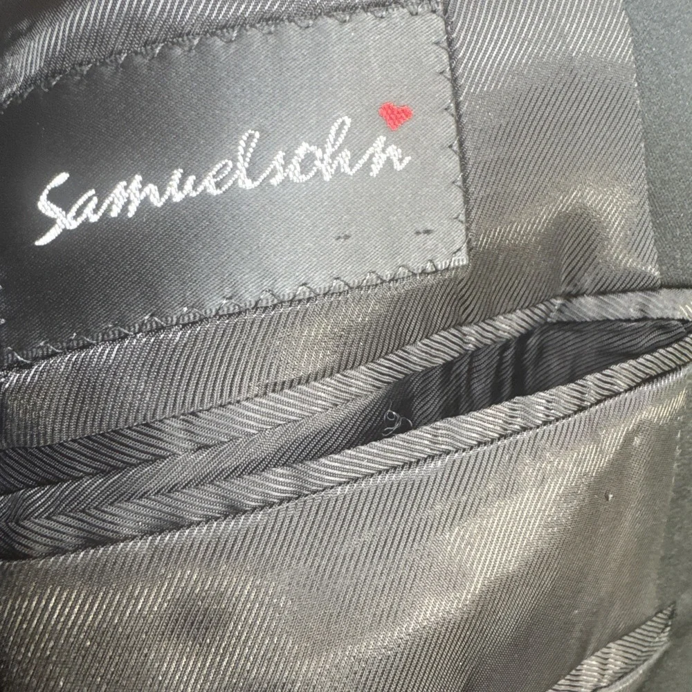 Samuelsohn wool tuxedo jacket black satin‎ lapel formal dinner blazer mens 46R